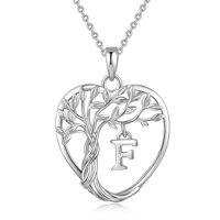 Collar Heshpaws 925 Sterling Silver Eternal Tree Of Life Con Inicial
