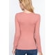thumbnail image 4 of Saronite Camiseta Térmica Básica de Manga Larga con Cuello Henley de Algodón Acanalado, Rosa (para Mujer), 4 of 4