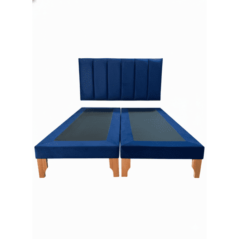 Muebles New - Cama King Lineal Azul Felpa