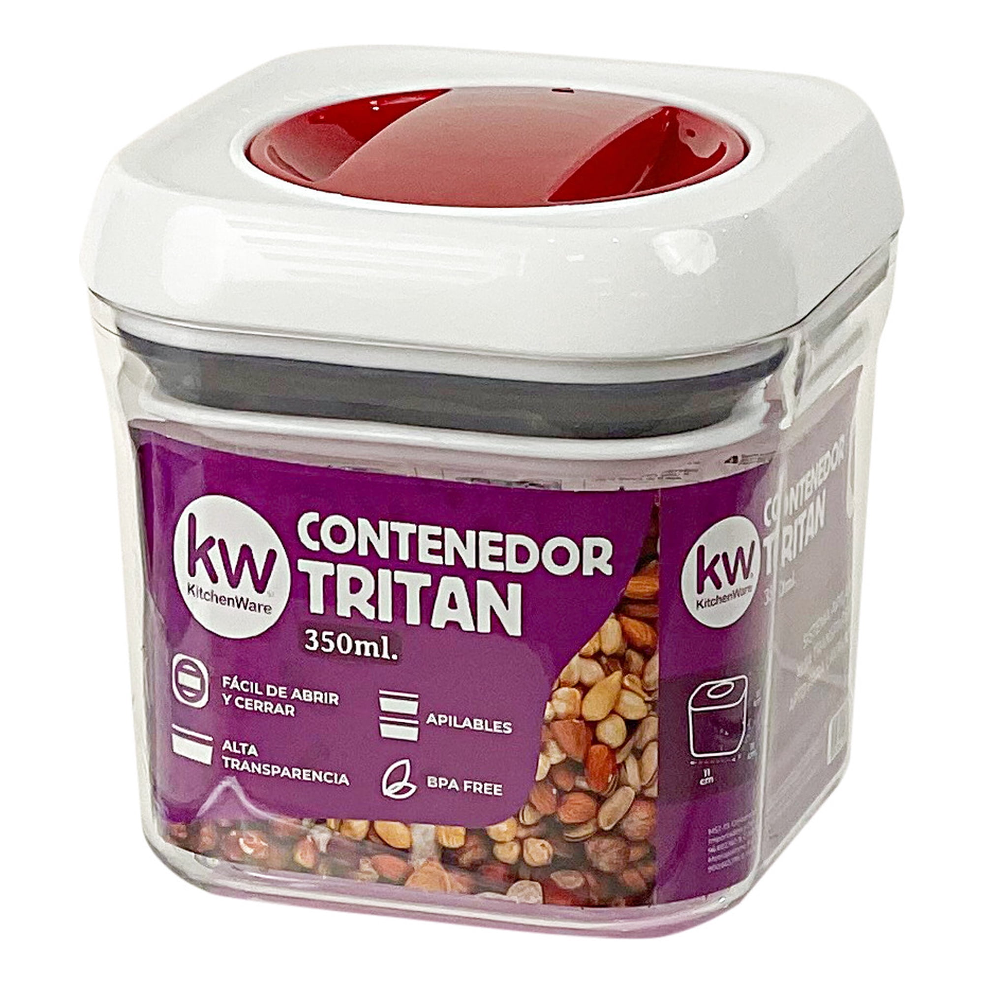 Kitchenware - Contenedor Hermético Cuadrado 350 Ml Tritan