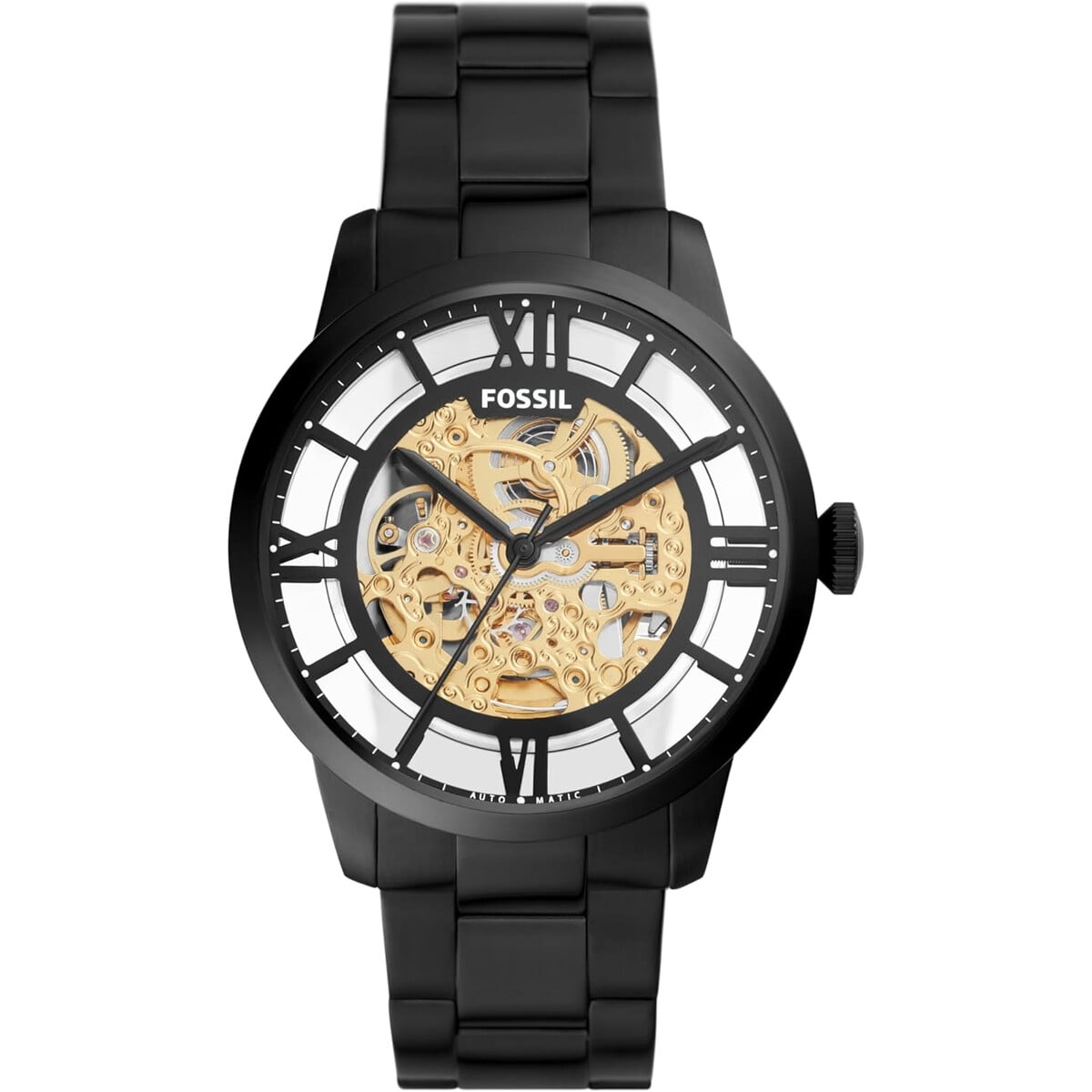 Fossil - Reloj Townsman Automatico Skeleton Negro Oro 44mm