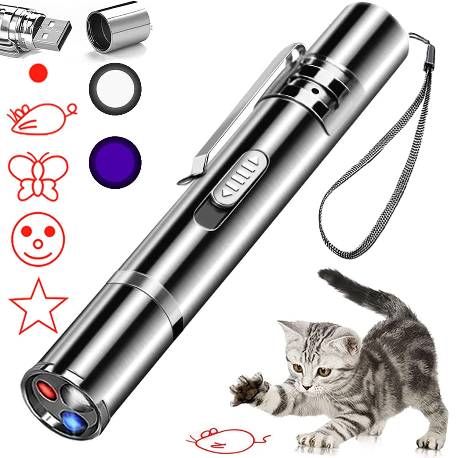 Juguete para Gatos IVVTRYI Apuntador Láser Recargable 7 Modos