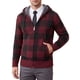 thumbnail image 1 of INSPIRE CHIC Chaqueta de Suéter de Punto a Cuadros con Forro de Lana y Capucha con Cordón para Hombre L Rojo, 1 of 6