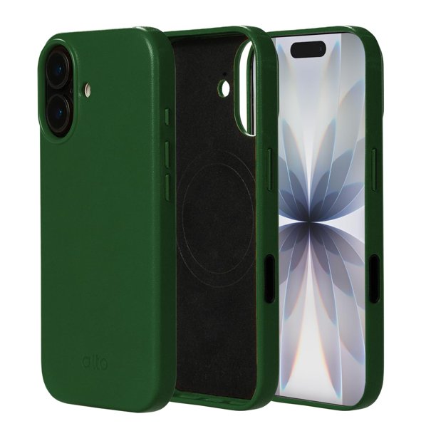 Funda alto Compatible con iPhone 17 2025, Funda Magnética de Cuero Italiano Compatible con Apple MagSafe, Serie Clop Funda Protectora Antigolpes (iPhone 17, 6.3 pulgadas, Verde Bosque)