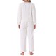 thumbnail image 3 of Conjunto de pijama de franela para mujeres, manga larga, botones, cuello en V, pantalones de forro polar esponjoso, ropa de descanso, XL, blanco, 3 of 6