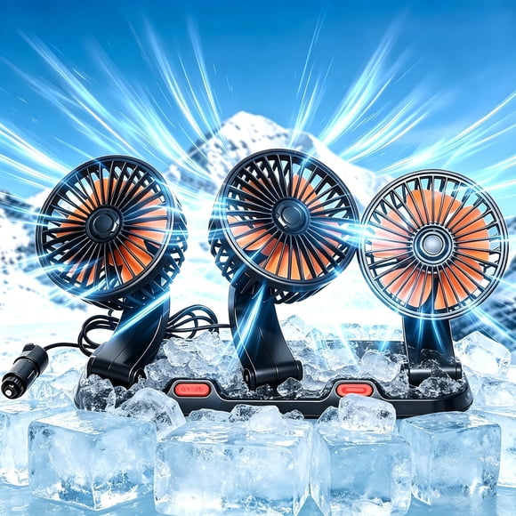 Ventilador para coche Sarcophagsaf 24V de triple cabezal con rotación 360°