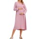 thumbnail image 1 of INSPIRE CHIC Vestido de Lactancia para Mujeres Embarazadas con Cremallera Frontal, Manga Larga, Cuello Redondo, Plisado, Midi, Talla XL, Rosa, 1 of 6