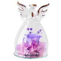 Magideal - Flores Eternas Románticas En Estatuilla De Ángel Regalos Rosa Preservada Para Siempre Rosas Para , Navidad, Decoración Para Hogar, Día De San Valen Púrpura