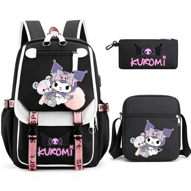 3pcs Kuromi Backpacks Patchwork Capacity Women Men Travel Mochilas With Shoulder Bags Ins Laptop Teens School Bags
