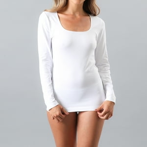 Camiseta Manga Larga Cuello Cuadrado Flores Mujer 4070-1