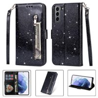Funda Para Foxdock Elegante Funda Samsung Galaxy S21 Plus 5G Glitter Con Cremallera-Ideal Para El Uso Diario