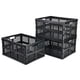 thumbnail image 1 of Cajas de almacenamiento plegables Aebeky de plástico de 30 litros, paquete de 3, negras, 1 of 9