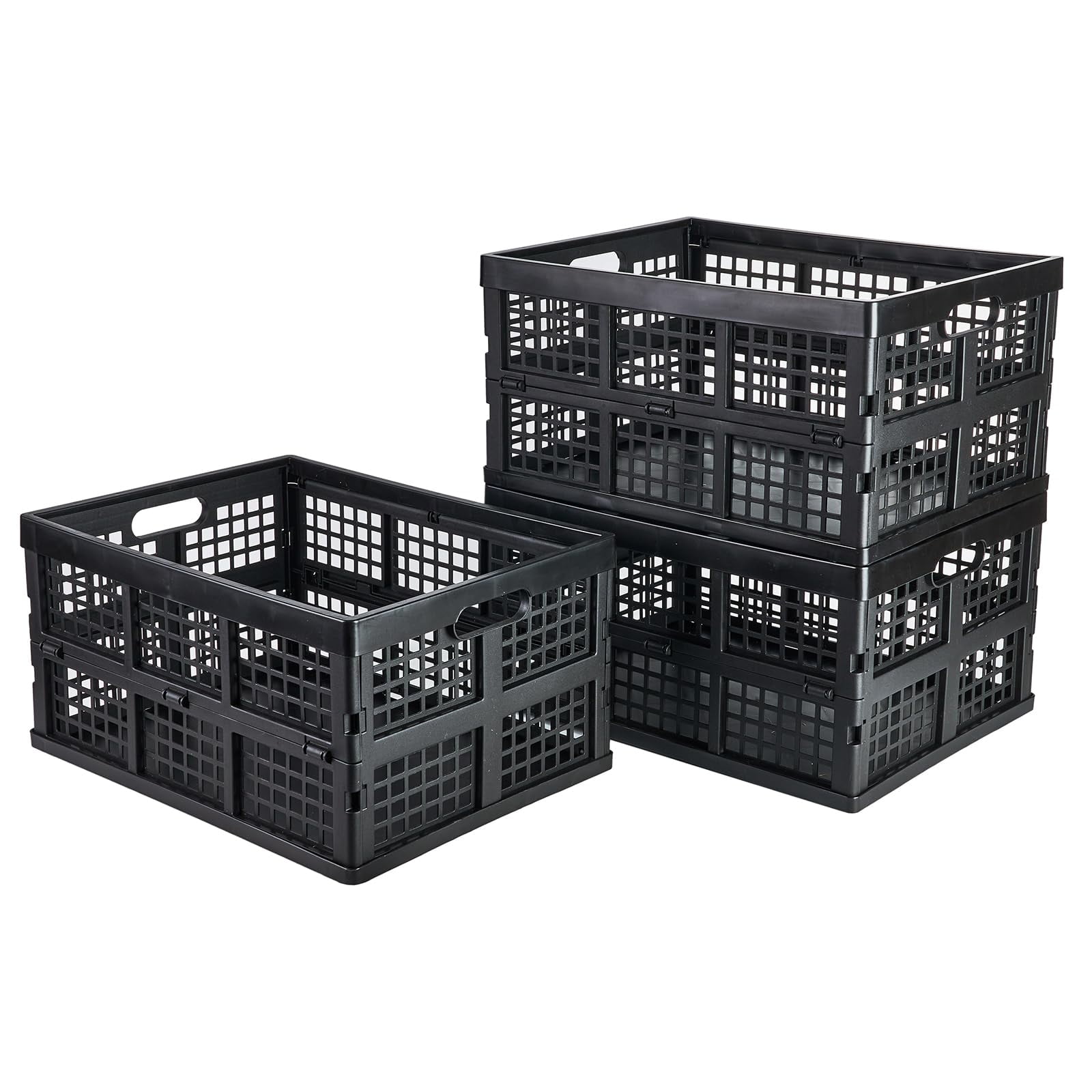 Cajas De Almacenamiento Plegables Aebeky De Plástico De 30 Litros, Paquete De 3, Negras