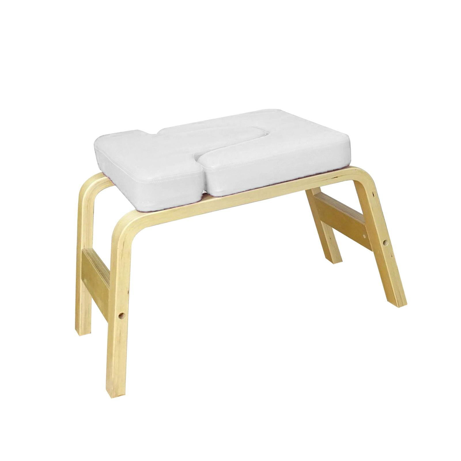 Ioensy - Banco De Soporte Para La Cabeza De Yoga Con Marco De Madera 200 Kg Silla De Inversión De Yoga Con Cojinete De Carga Blanco