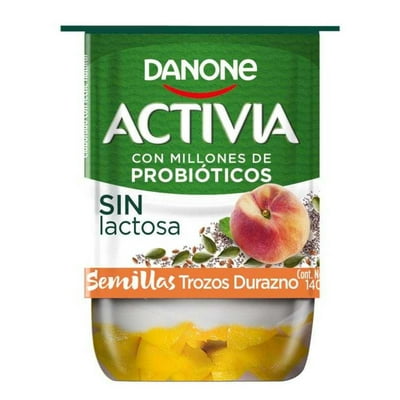 Yoghurt Con Probiótico Y Semillas Con Trozos Durazno Pote 140 G Activia