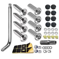 Magideal - Juego De Tornillos Para Matrícula, Pernos Para Matrícula, Accesorios Para Montaje De Matrícula, Tapas De Tuercas Universales, Sujetadores Para Matrícula Plata Y Negro