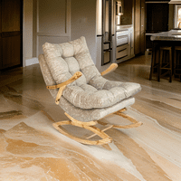 Muebles New - Silla Mecedora Coquette Con Apoya Brazo Beige Felpa