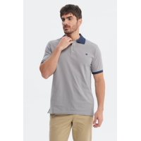 Fashionspark - Polera Hombre Slim Cuello Camisero Gris