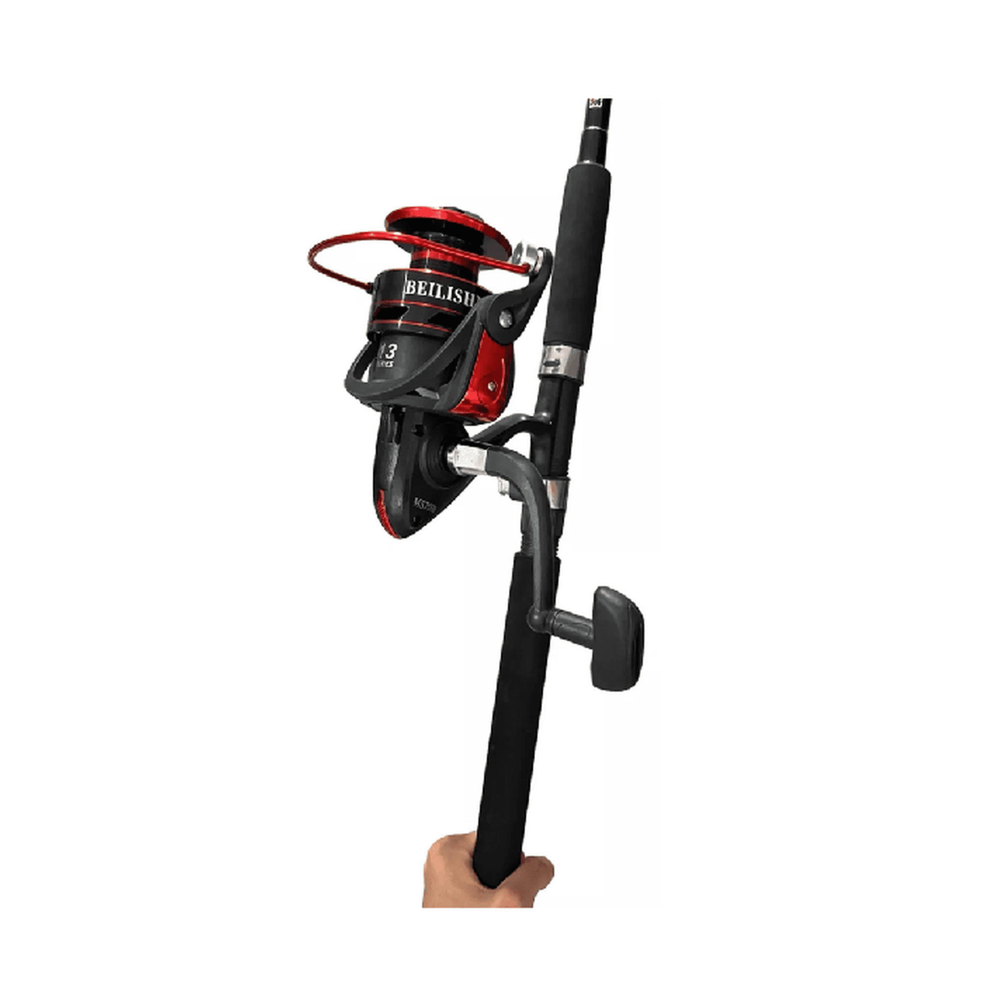 Genérico - Combo Caña De Pescar Botera 1.8m + Carrete + Multifilam + Señuelo, Negro