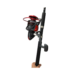 Genérico - Combo Caña De Pescar Botera 1.8M + Carrete + Multifilam + Señuelo, Negro