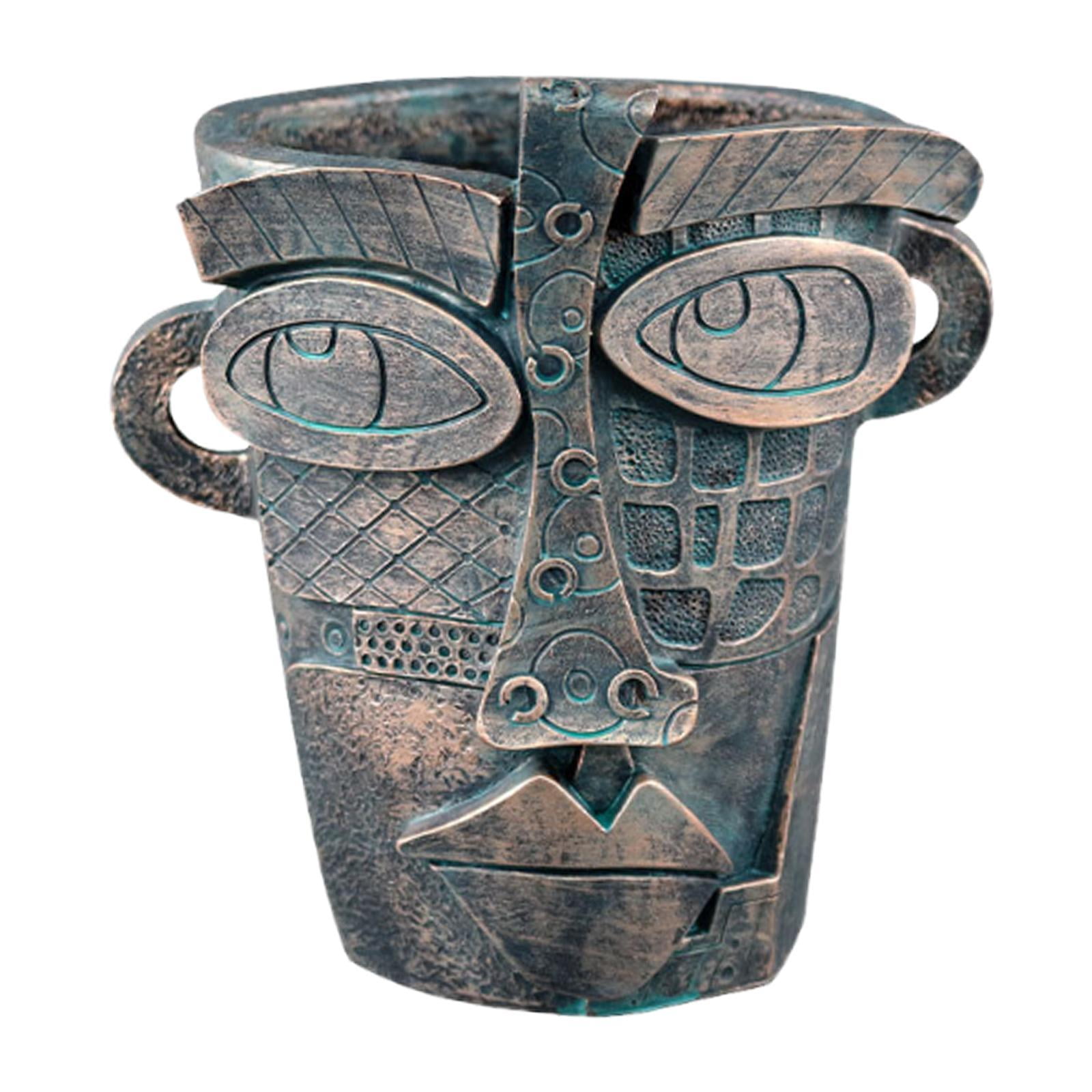 Magideal - Pot De Flores Capas De Flores Abstractas Figura Humana Figurina Estatua De Maceta De Resina Vintage Para La Mesa Del Patio Patio Patio Regalo De