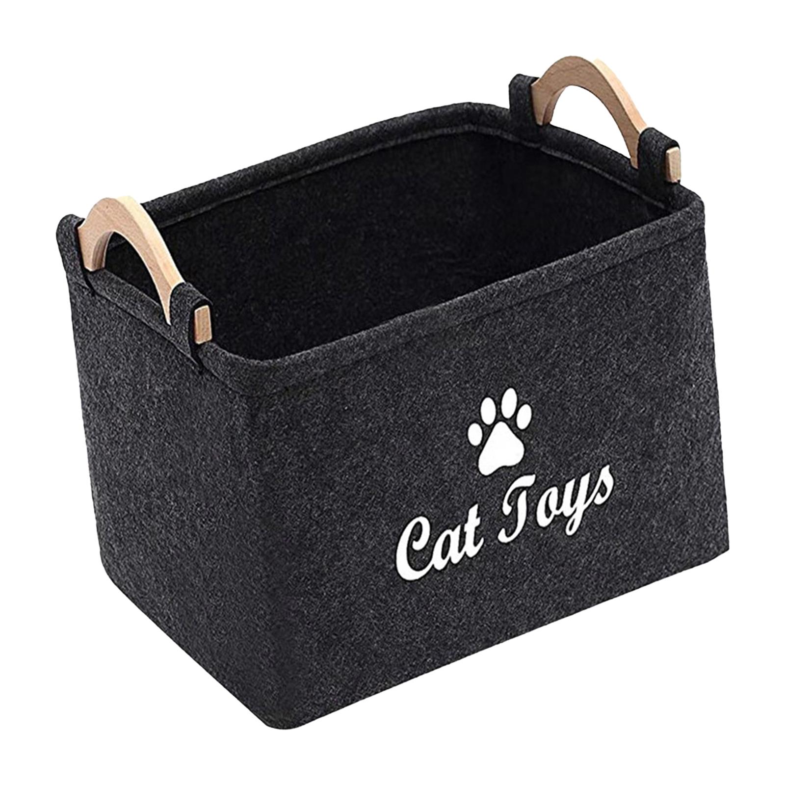 Magideal - Organizador De Juguetes Para Perros, Contenedor Grande Multiusos Con Asas, Organizador De Pecho De Juguete Para Niños, Cesta De Fieltro Para Mascotas, Gris Oscuro