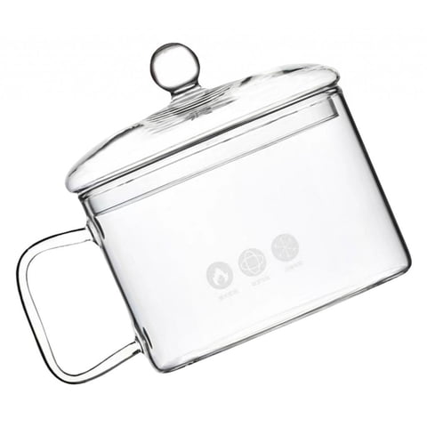 Magideal - Cuenco De Ramen De Vidrio Con Tapa Y Asa, Tazón De Sopa De Vidrio Para Microondas, Recipiente De Vidrio Para Mezclar, Tazones De Cereales Transparente 1.5L Estilo C