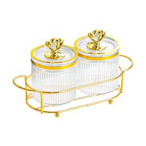 Magideal - Bandeja Para Aperitivos Con Tapa, Bandeja Para Servir Nueces Y Dulces, Extraíble Con Soporte, Platos De Lujo, Plato Nórdico De Frutos Secos Para Cocin 2 Cuencos Transparentes