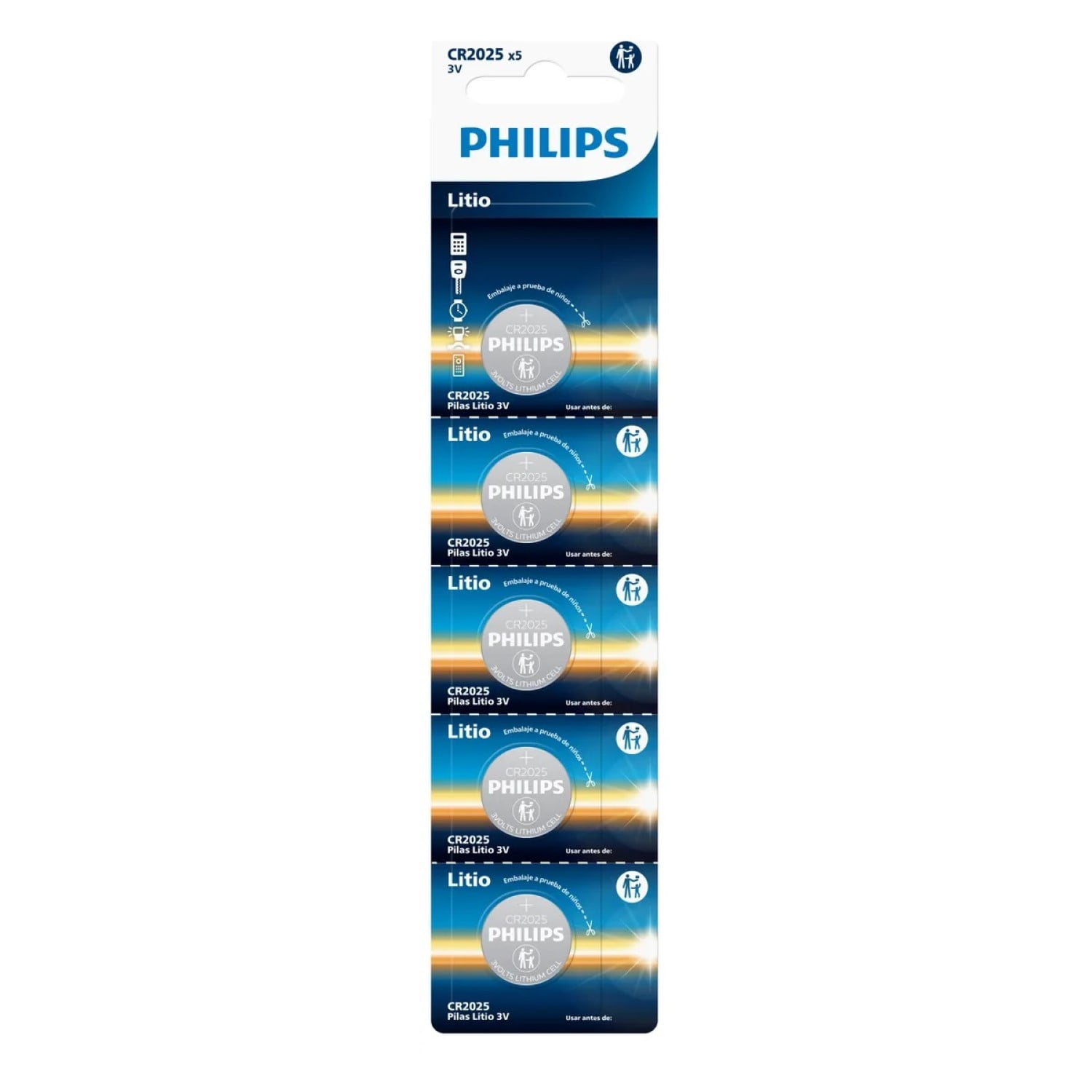 Pack 5 Pilas Cr2025 3v Tipo Botón Litio Philips