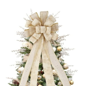 Rosecraft - Decoración Para Árbol De Navidad Con Forma De Lazo, Diseño De Rosa, 112 X 30 Cm, Color Dorado Y Copo De Nieve