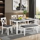 thumbnail image 1 of 6-Piece Dining Table Set with Bench, Wood Dining Table Set for 6, Modern 6-Person Dining Table Set for Dining room, Kitchen, Grey & White two tone, 1 of 3