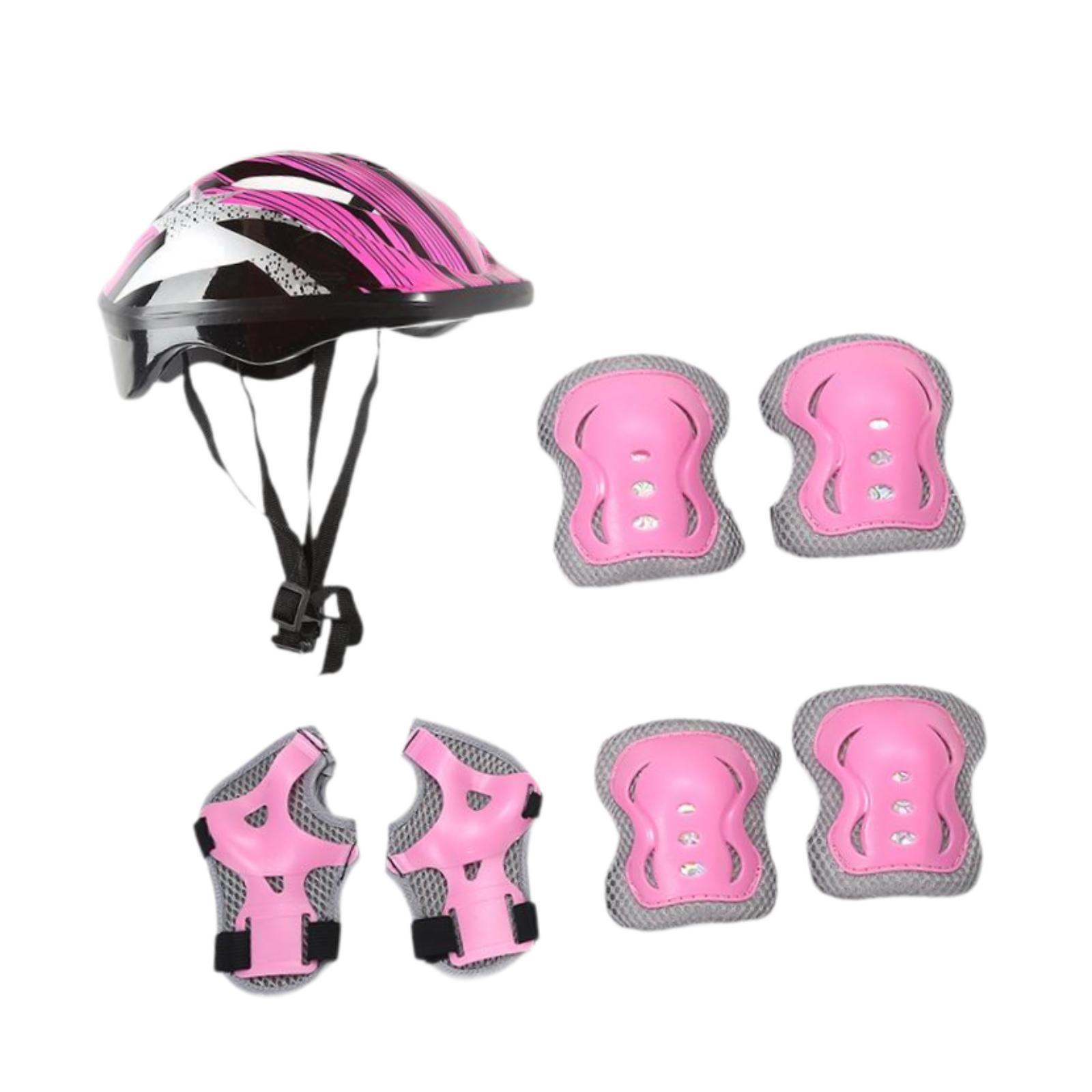 Magideal - Casco De Bicicleta Para Niños, Juego De Rodilleras, Coderas, Casco Deportivo Cómodo, Casco De Bicicleta Para Monopatín, Patinaje Sobre Ruedas, Deporte Rosa