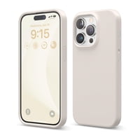 Funda De Silicona Líquida Elago Compatible Con Iphone 15 Pro, Silicona Premium, Protección Integral [Estructura De 4 Capas A Prueba De Golpes], Forro De Microfibra Suave Color Piedra