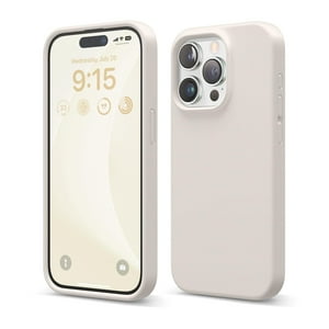 Funda De Silicona Líquida Elago Compatible Con Iphone 15 Pro, Silicona Premium, Protección Integral [Estructura De 4 Capas A Prueba De Golpes], Forro De Microfibra Suave Color Piedra