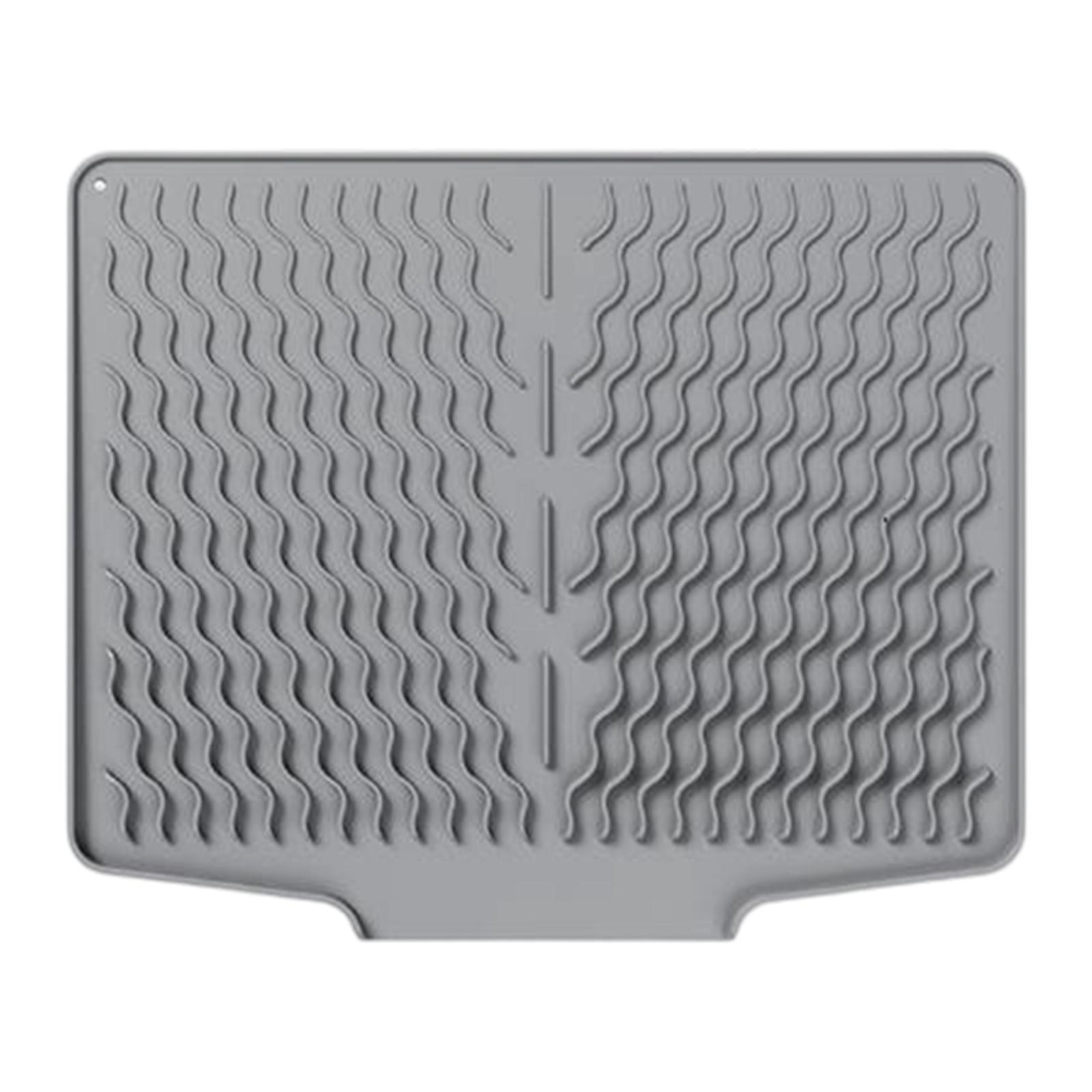 Magideal - Alfombrilla De Silicona Para Platos, Almohadilla, Evita La Acumulación De Agua, Almohadilla De Drenaje Resistente, Alfombrilla Escurridora Para Cajón Gris