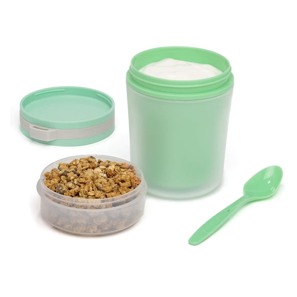 Envase de yogur Goodful de doble pared con aislamiento de 410 ml, color verde