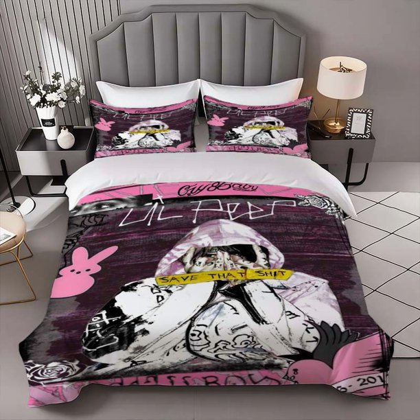 LilPeep Art Poster Theme Bedding Set | 1 Duvet Cover and 2 Pillowcases Soft and Comfortable Ideal for All Seasons
