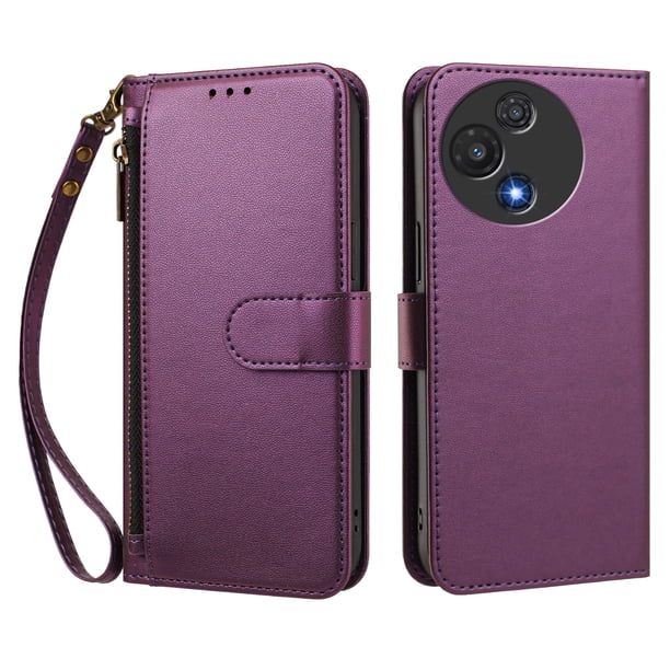 Funda Tipo Billetera para TCL 60 5G con Soporte y Bolsillo con Cierre Violeta intenso