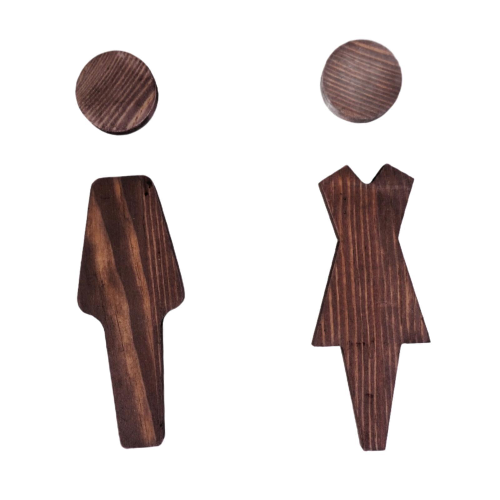 Bothyi - 2x Placa De Madera Para Letrero De Baño Etiqueta Para Puerta De Baño Para Pared/puerta De Oficina De Hotel 12 Cm Y 12,5 Cm Marrón