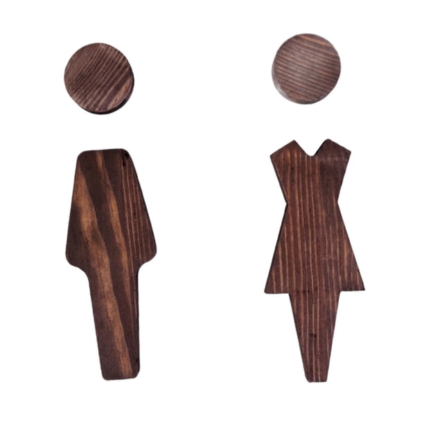 2x Placa De Madera Para Letrero De Baño Etiqueta Para Puerta De Baño Para Pared/puerta De Oficina De Hotel 12 Cm Y 12,5 Cm Marrón