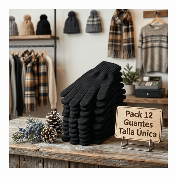 Pack 12 Guantes De Lana Térmico Para El Frío Con Chiporro