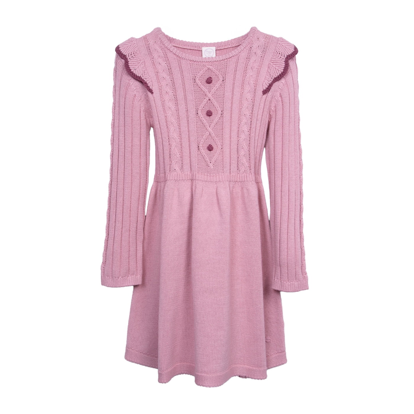 Pillin - Vestido Niña Manga Larga Tejido Palo Rosa