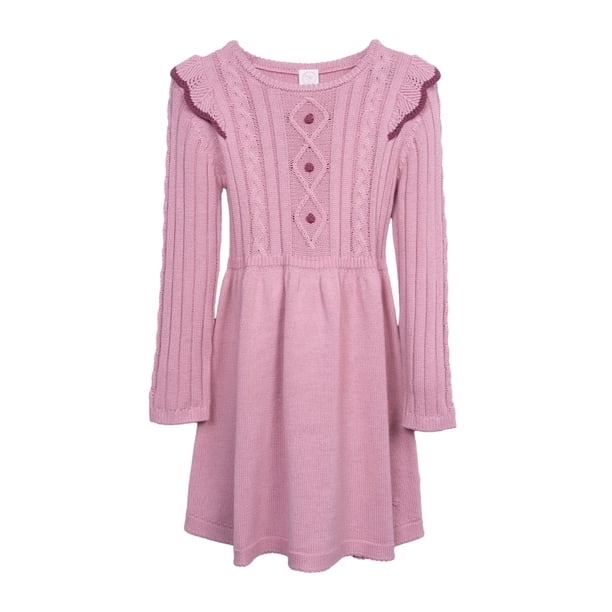 Vestido Niña Manga Larga Tejido Palo Rosa