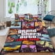 thumbnail image 2 of Grand Theft Auto GTA Conjunto de sábanas temático, trío de piezas, cómodo y amigable con la piel, diseño único, regalo de decoración para el hogar para familiares, amigos y fans,135cm *200cm, 2 of 6