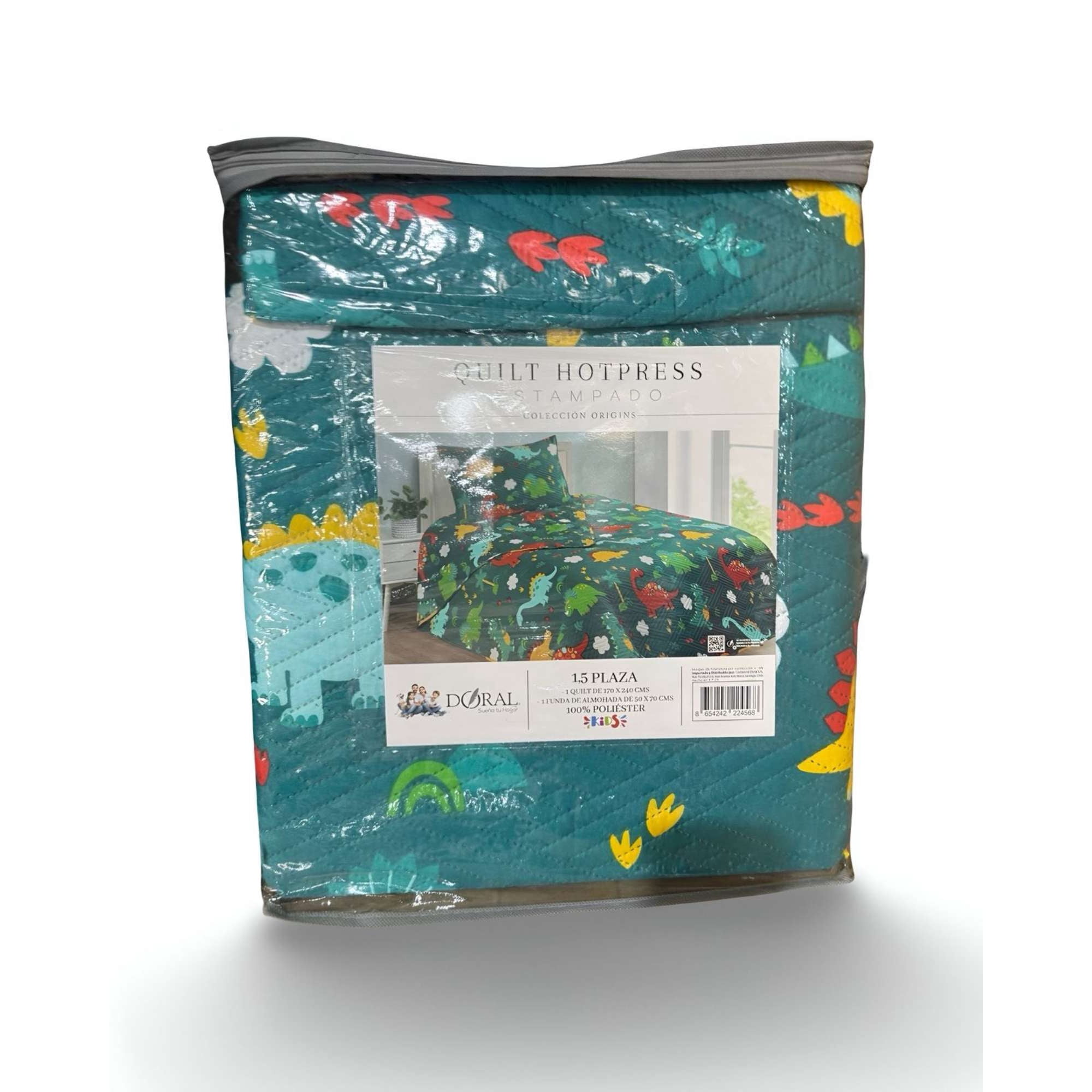 Doral - Cobertor Quilt Primavera Verano Verde Dinosaurio