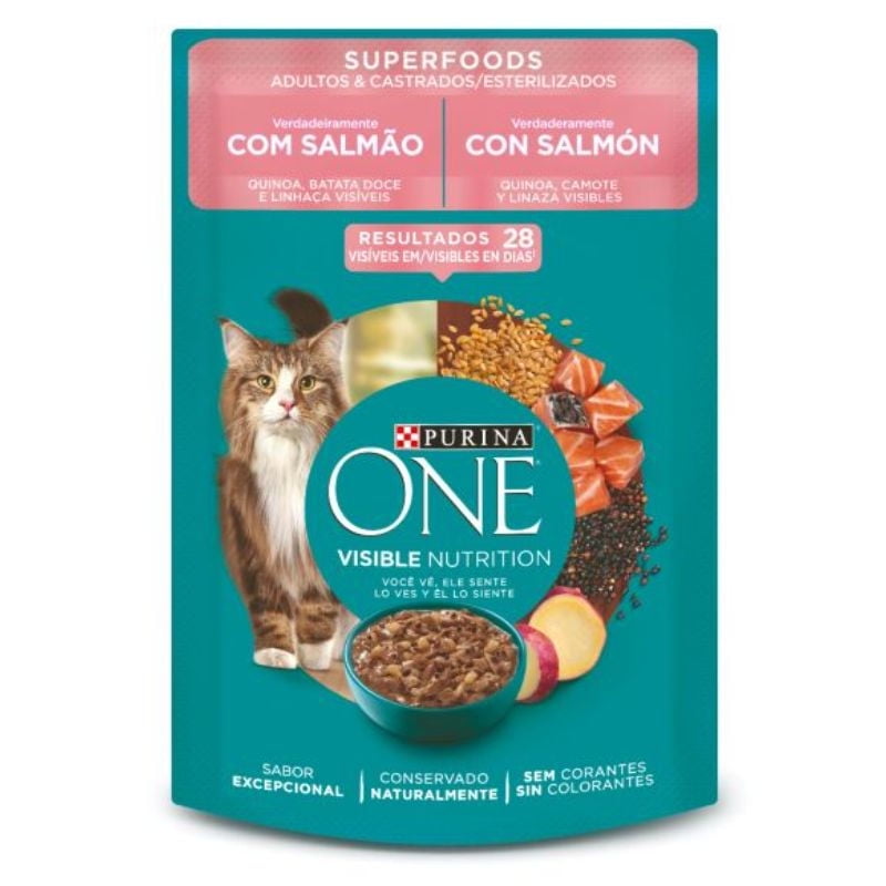 Alimento Humedo Gato Superfoods Sabor Salmon Pouch 85 g Purina One