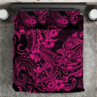 Milsleep - Juego De Cama Tiburón Hawaii Estampado Polinesio Versión Rosa Lt01