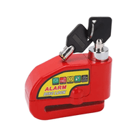 Genérico - Candado Alarma Freno Disco Moto Con Piola Recordatoria Rojo
