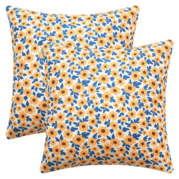 REGALWOVEN 2 Piezas Funda de Almohada Decorativa Floral Clásica Patrón de Fundas de Almohada para Exterior Interior Flor-5 18" x 18"