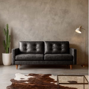 Latam Home - Sofá Nápoles 3C Cuero Kentucky Negro